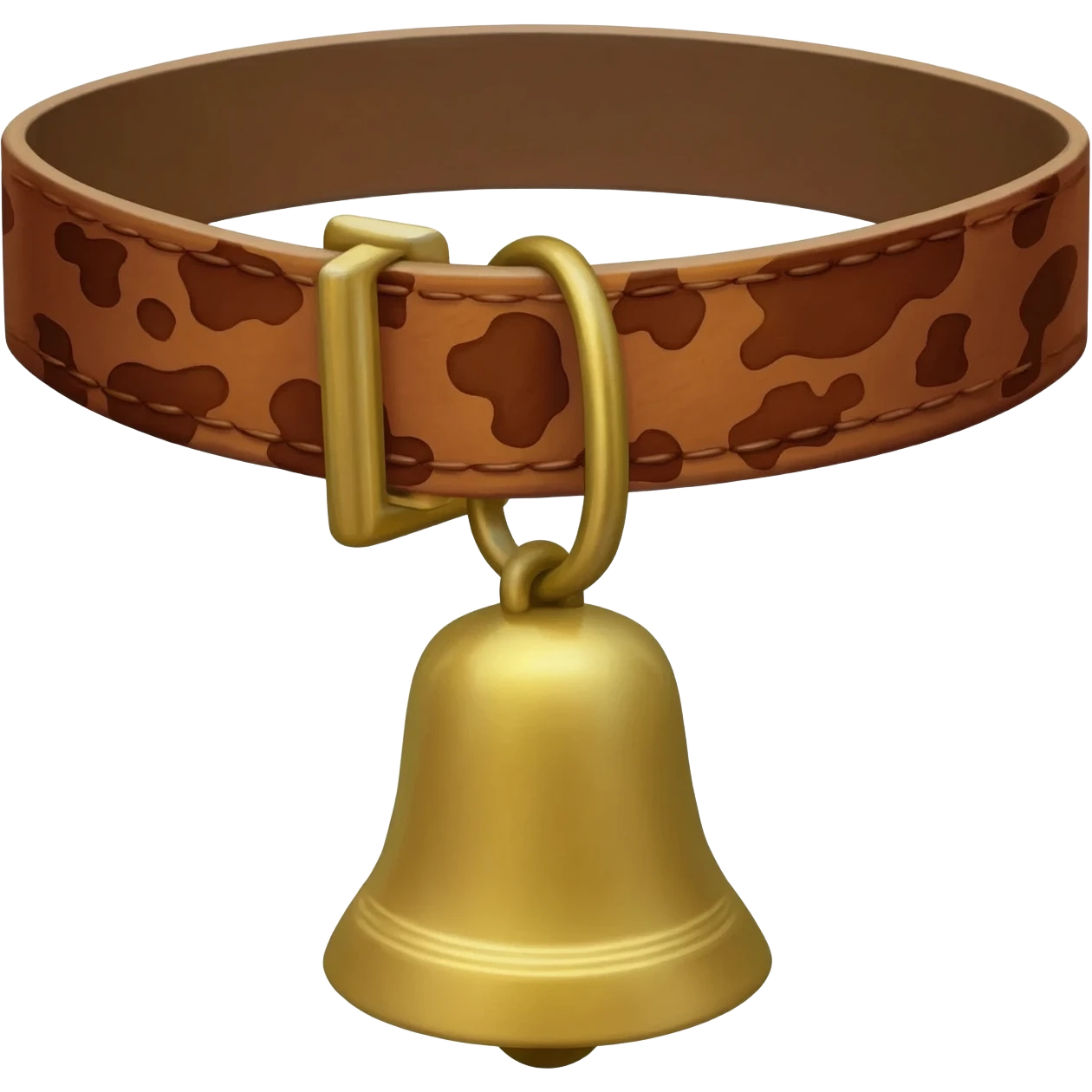 tiny trapezoid-shaped not round bell on a collar with cow pattern emoji