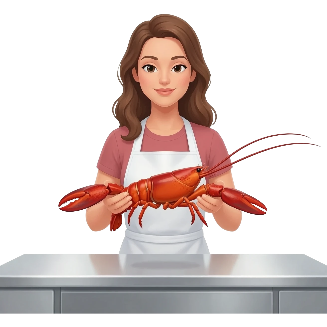 woman ready to eat a lobster emoji