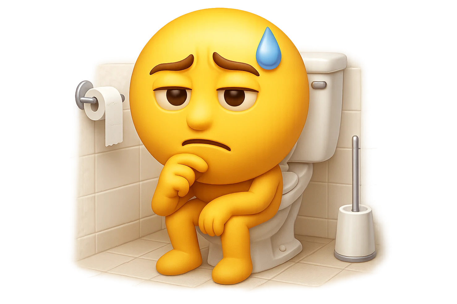 emoji stile iphone che riguarda l'argomento "stipsi/andrò al bagno oggi?", iperrealistico 4k emoji