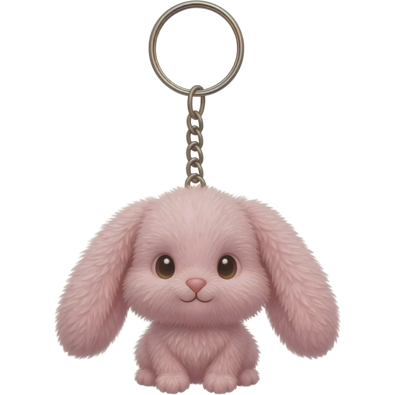 Fuzzy bunny light pink keychain emoji