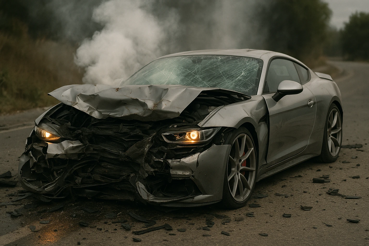 A crashed sports car emoji