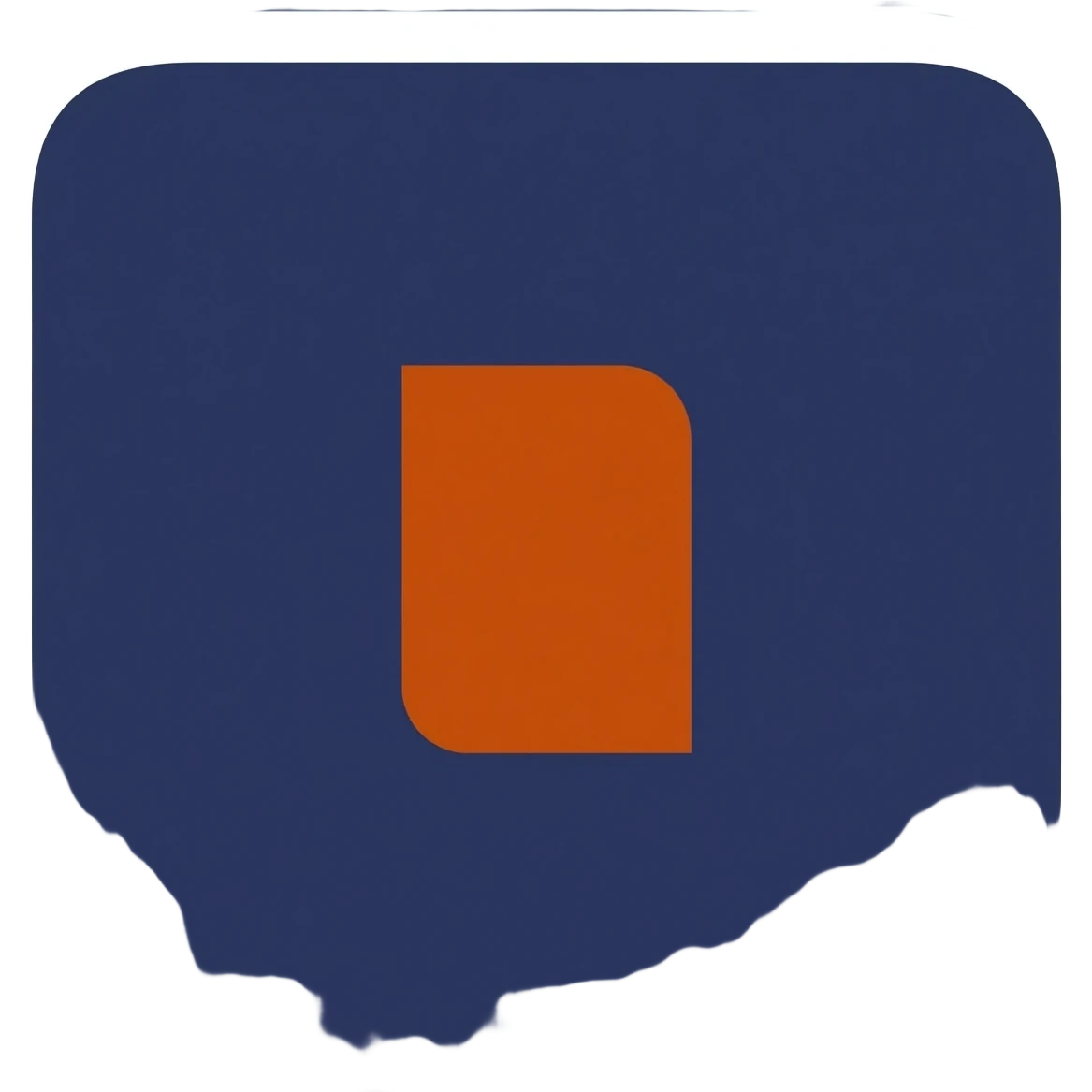 Minimal flat logo: deep navy background (#1E145A), thick white square-shaped “C” frame open on the right, centered orange rectangle (#F58220) inside. Sharp edges, vector style, no gradients. emoji
