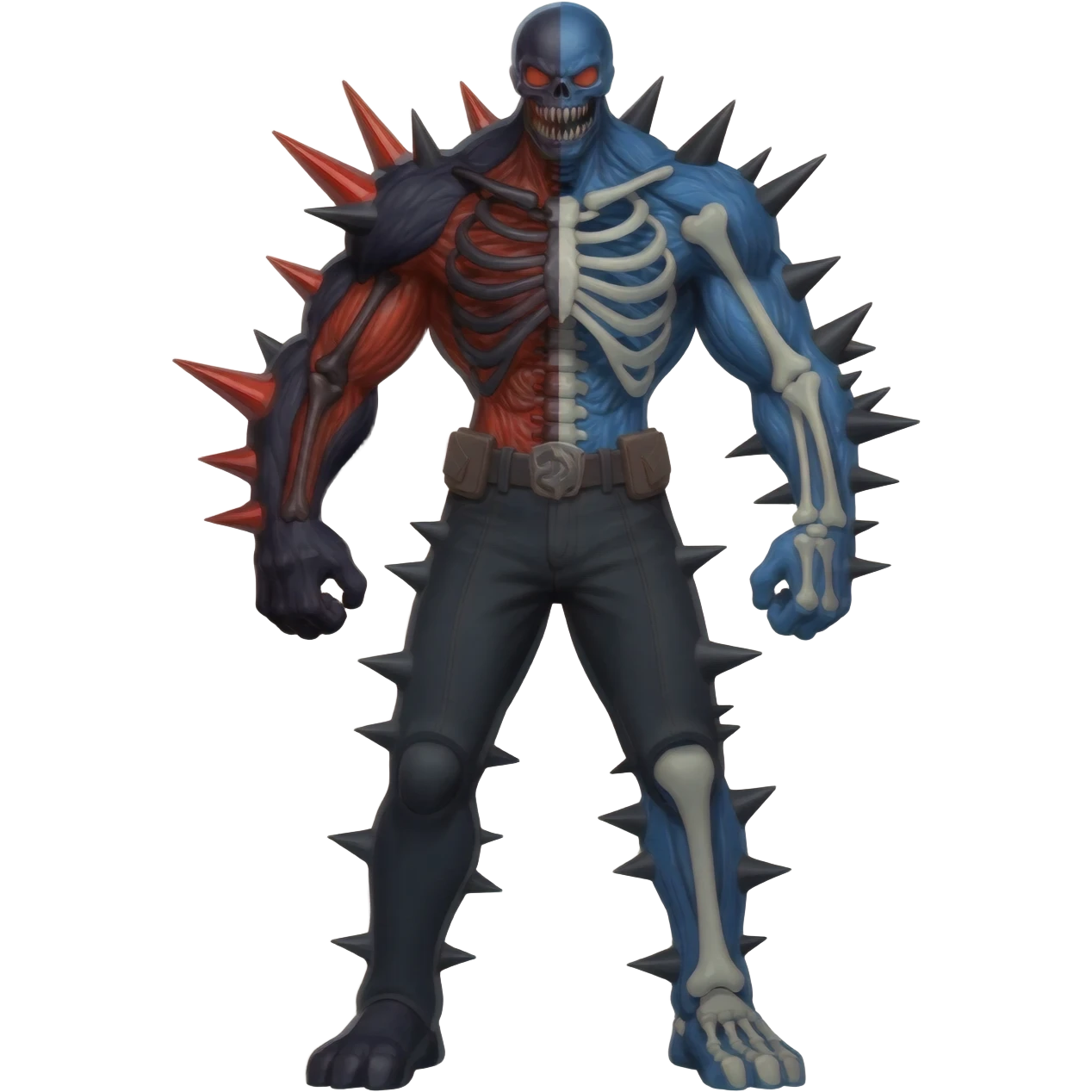 Handsome edgy spiky dark skeletal badass Duskull-Cubone-Xenomorph-Darkrai-Scizor-fusion, full body emoji