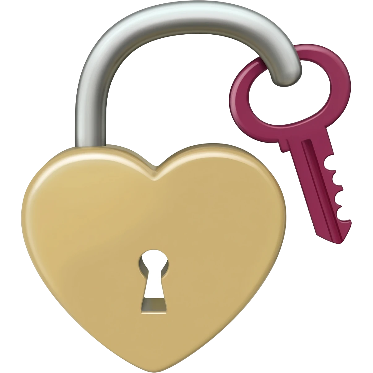 beige heart-shaped lock and key burgundy emoji
