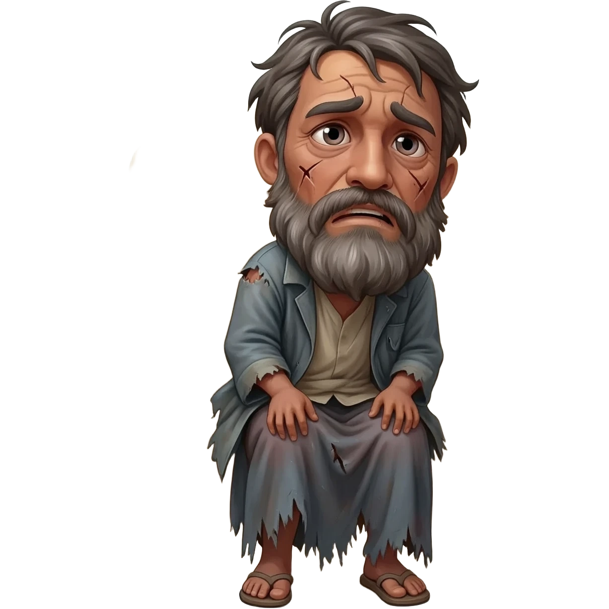 парень грустный без денег бендый в рваной одежде растроенный ,  времена древнего иерумалима  emoji