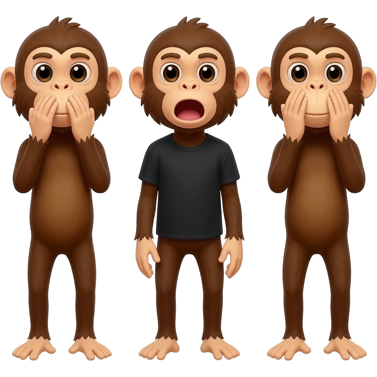 Monkey saying Omerta 47 ! With a black shirt having 3 monkeys one covering his mouth other one  covering his ears and other one covering his eyes emoji