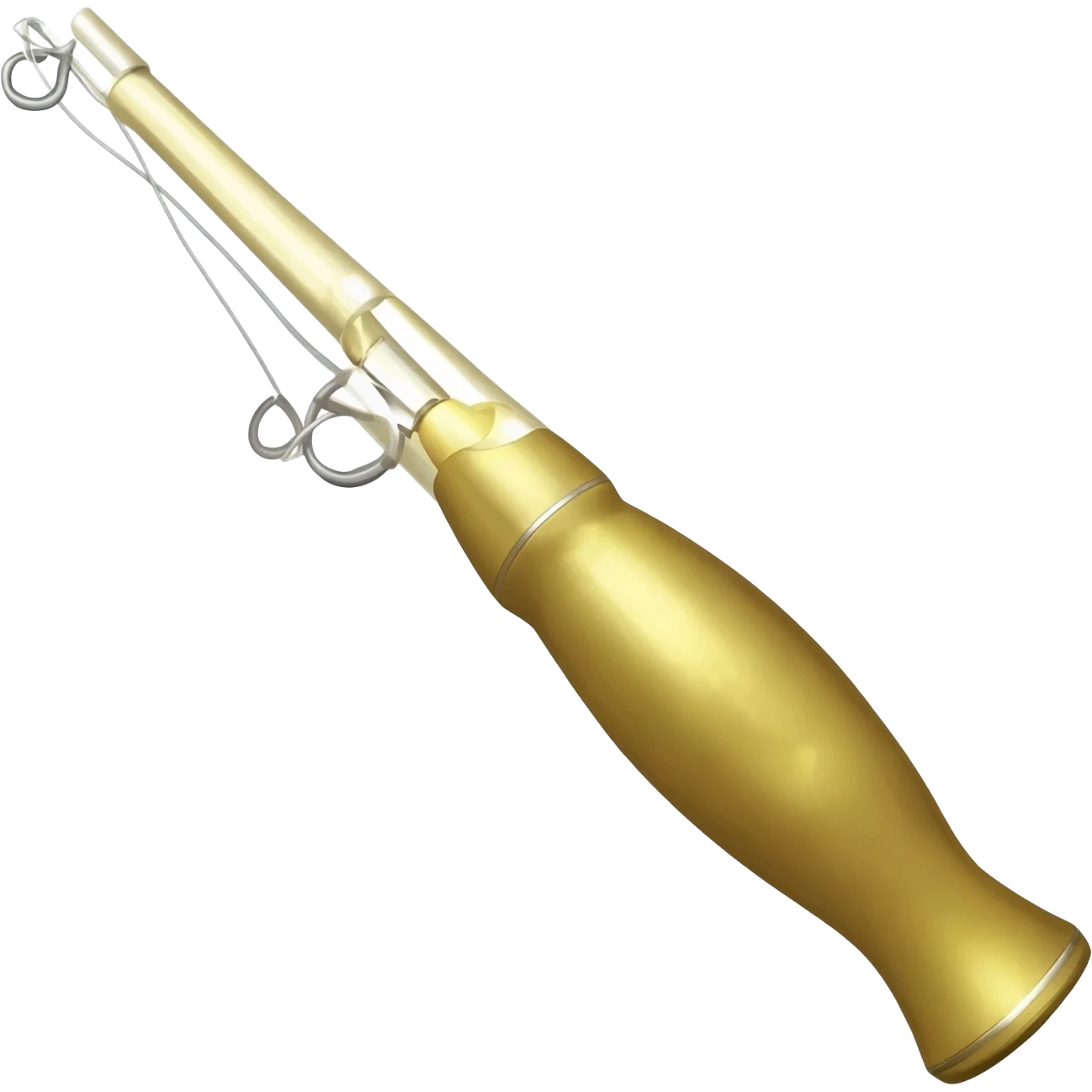 Simple Golden fishing rod with silver fishing line emoji