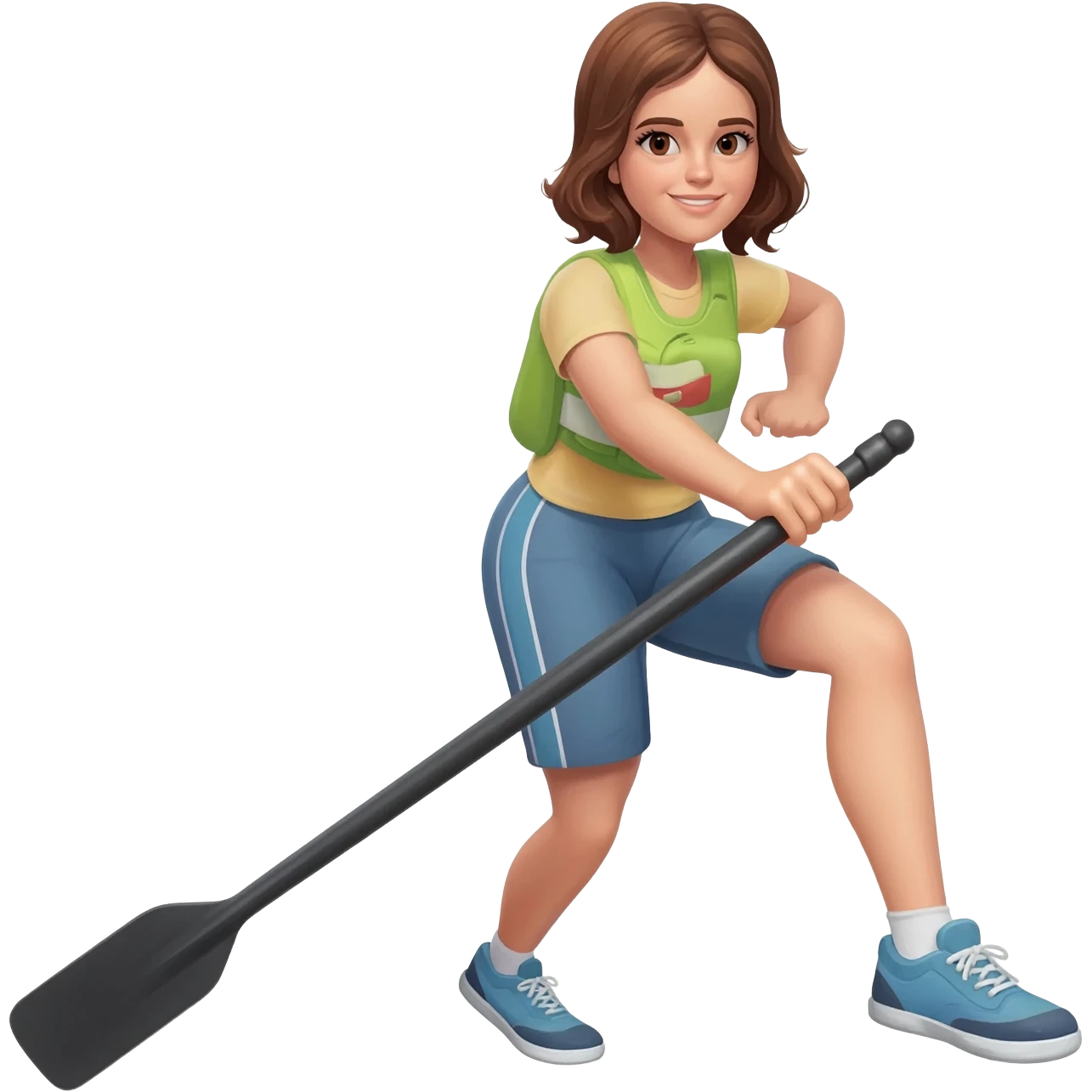 Brown hair women rowing emoji