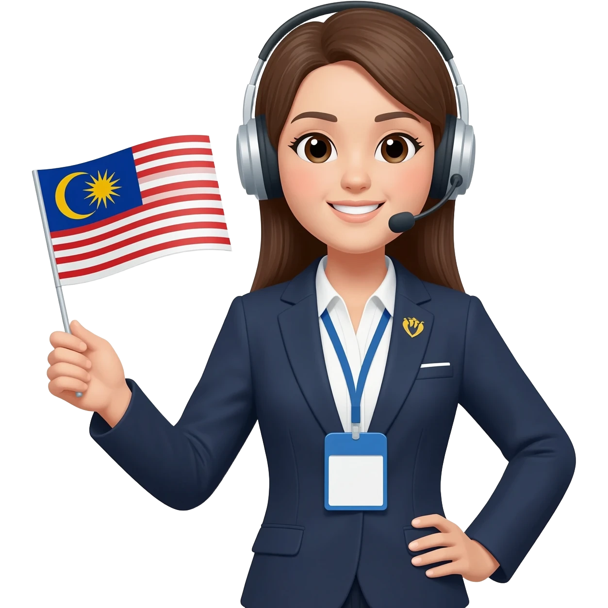 Female Tour Guide with Malaysia flag emoji