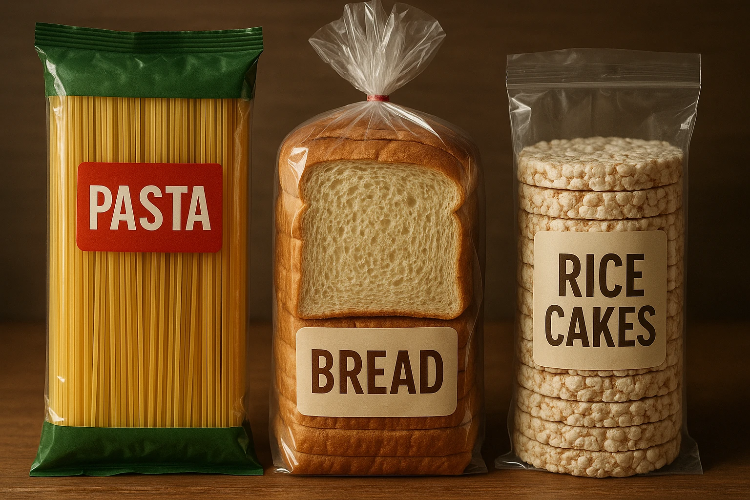 pacco di pasta realistico, pacco di pane, pacco di gallette di riso, 4k emoji