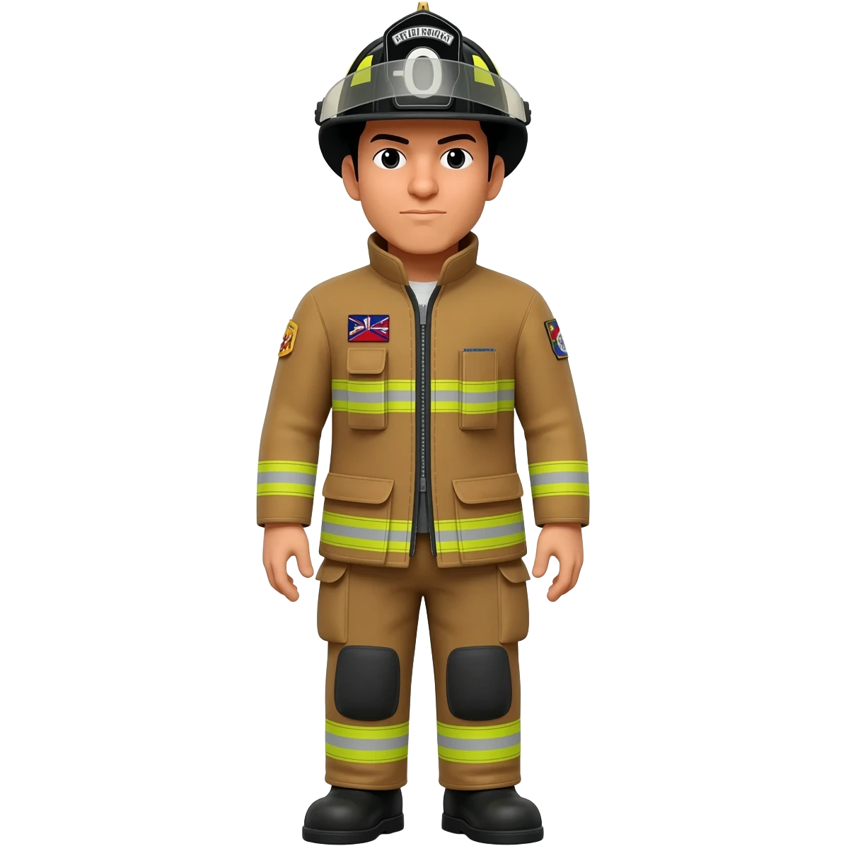 Filipino man firefighter brown uniform and boots emoji