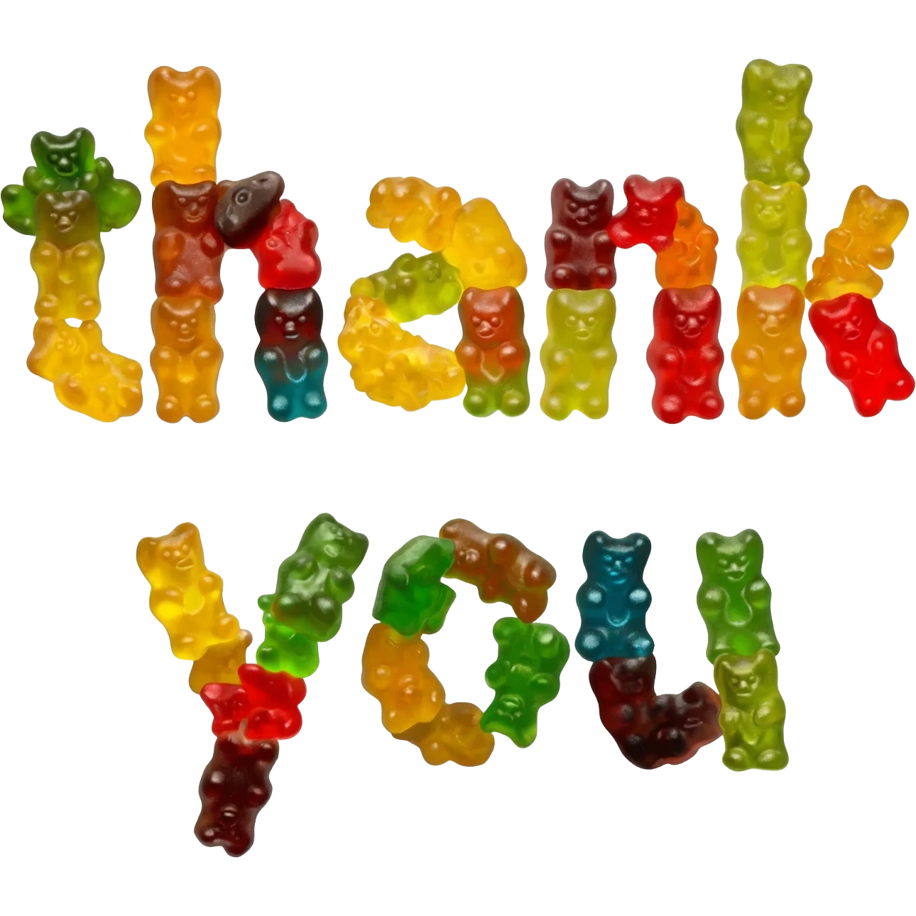 gummie bears spelling out thank you! emoji