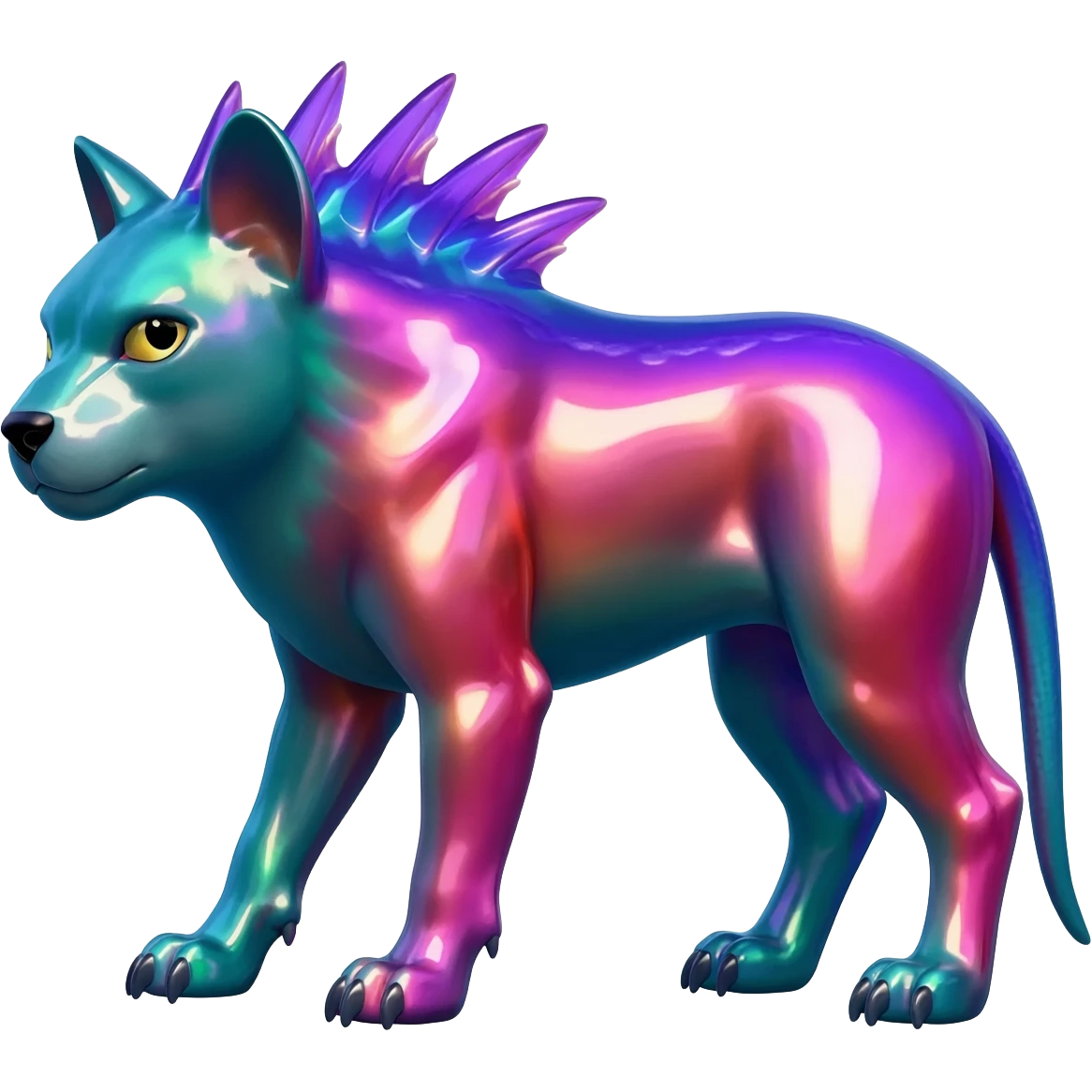 Shiny Epic Edgy Cool Colorful Vibrant Modern Vernid-Protogen-creature-animal, full body emoji