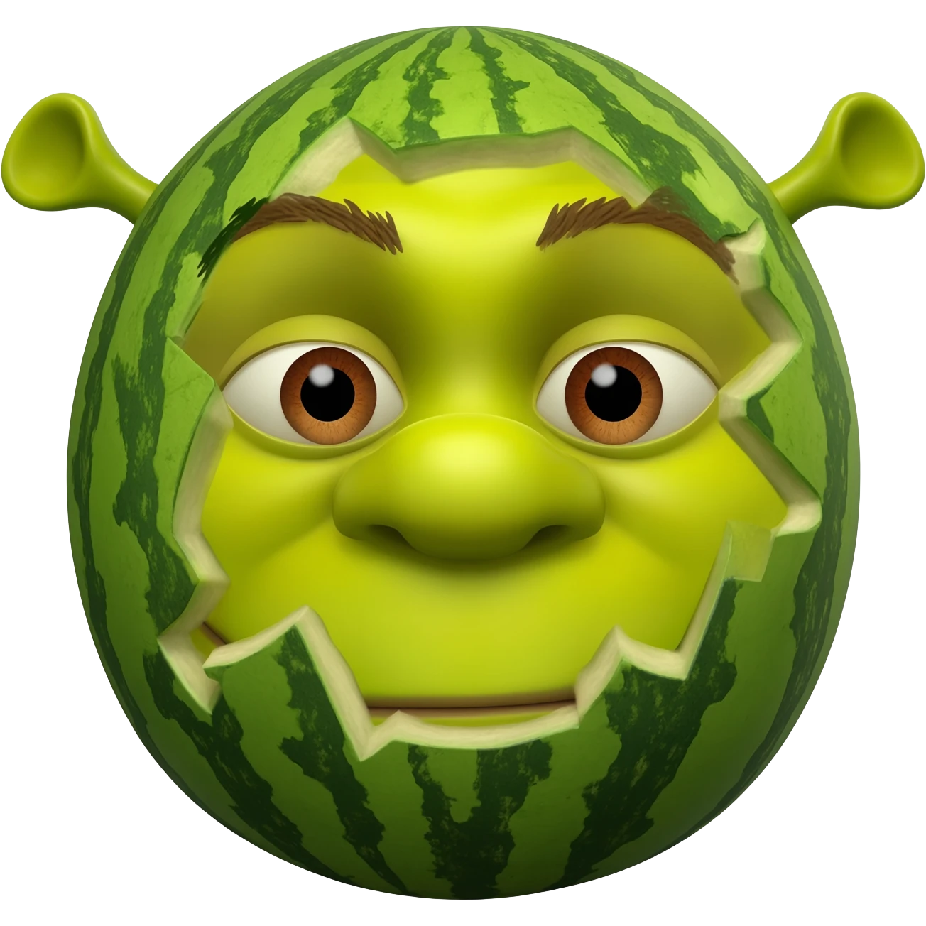 A watermelon shrek emoji