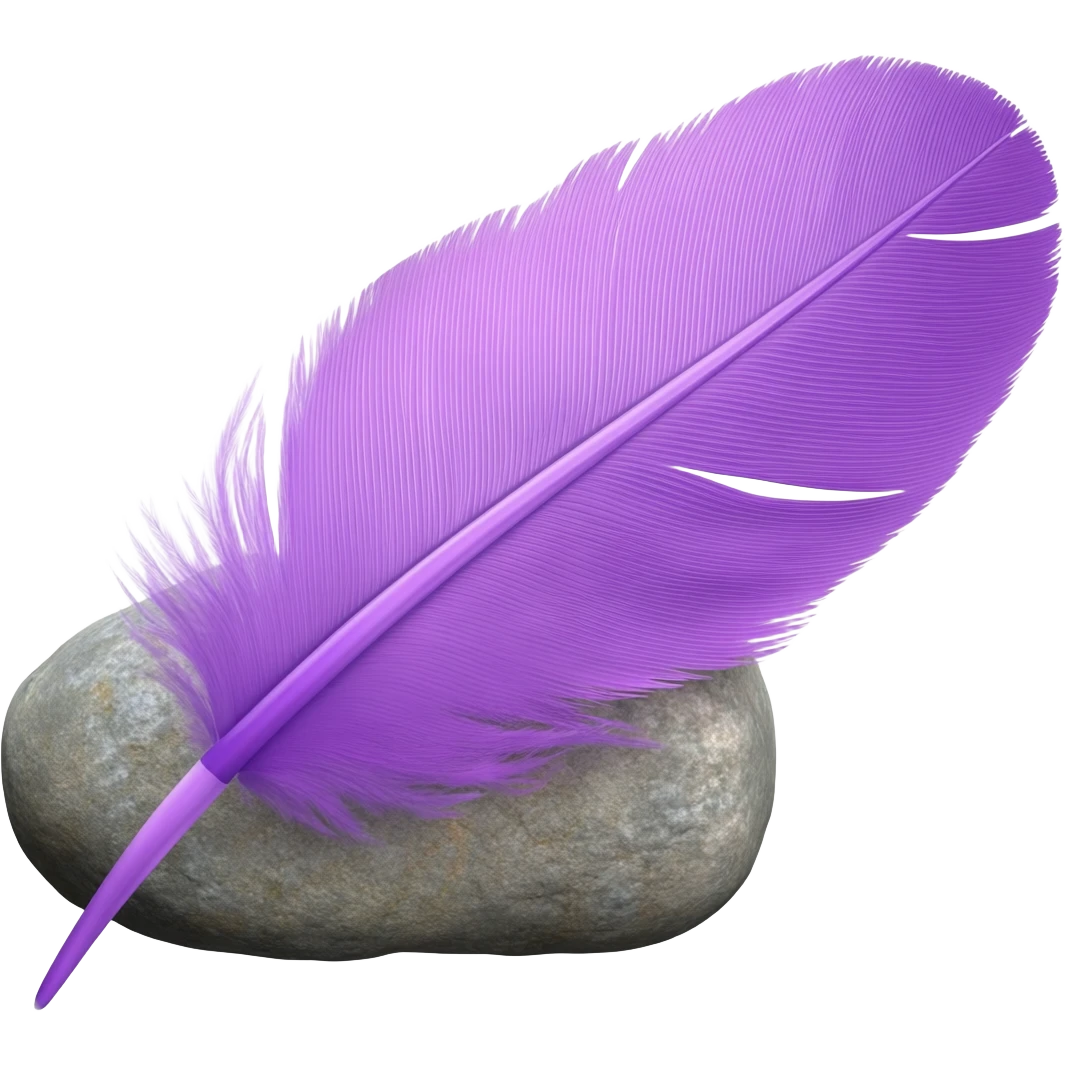 purple feather on a stone emoji