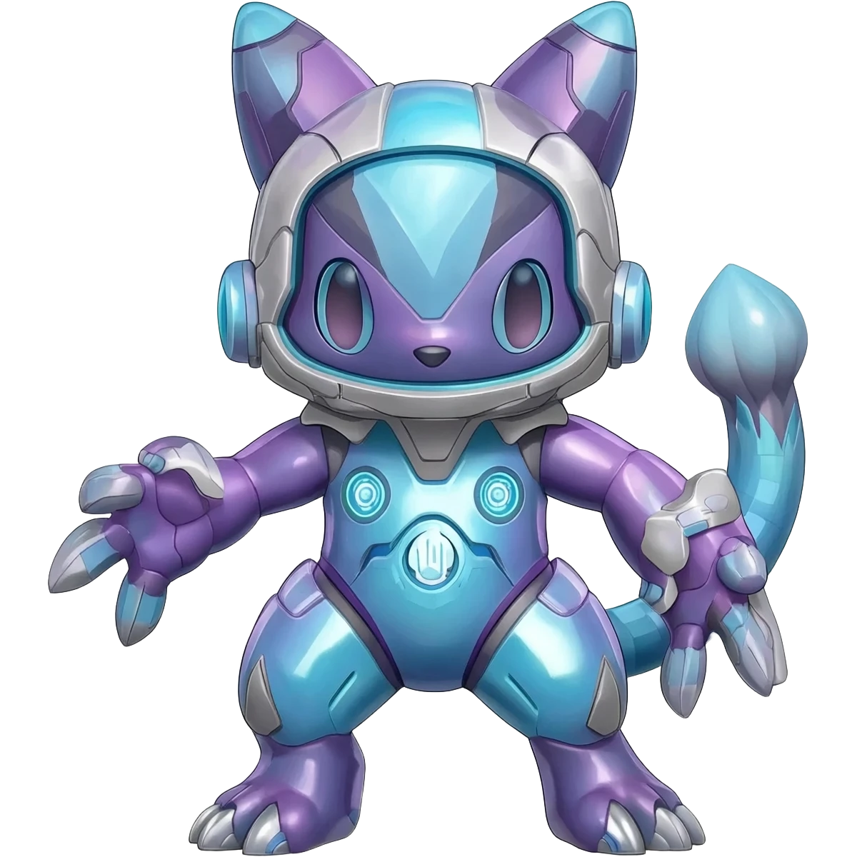 Shiny Colorful Futuristic Cyber-Vernid-Trico-Meloetta-Latias-Koraidon-Peppercat-Protogen-Pokémon-Digimon-Fakémon-fusion-hybrid-creature emoji