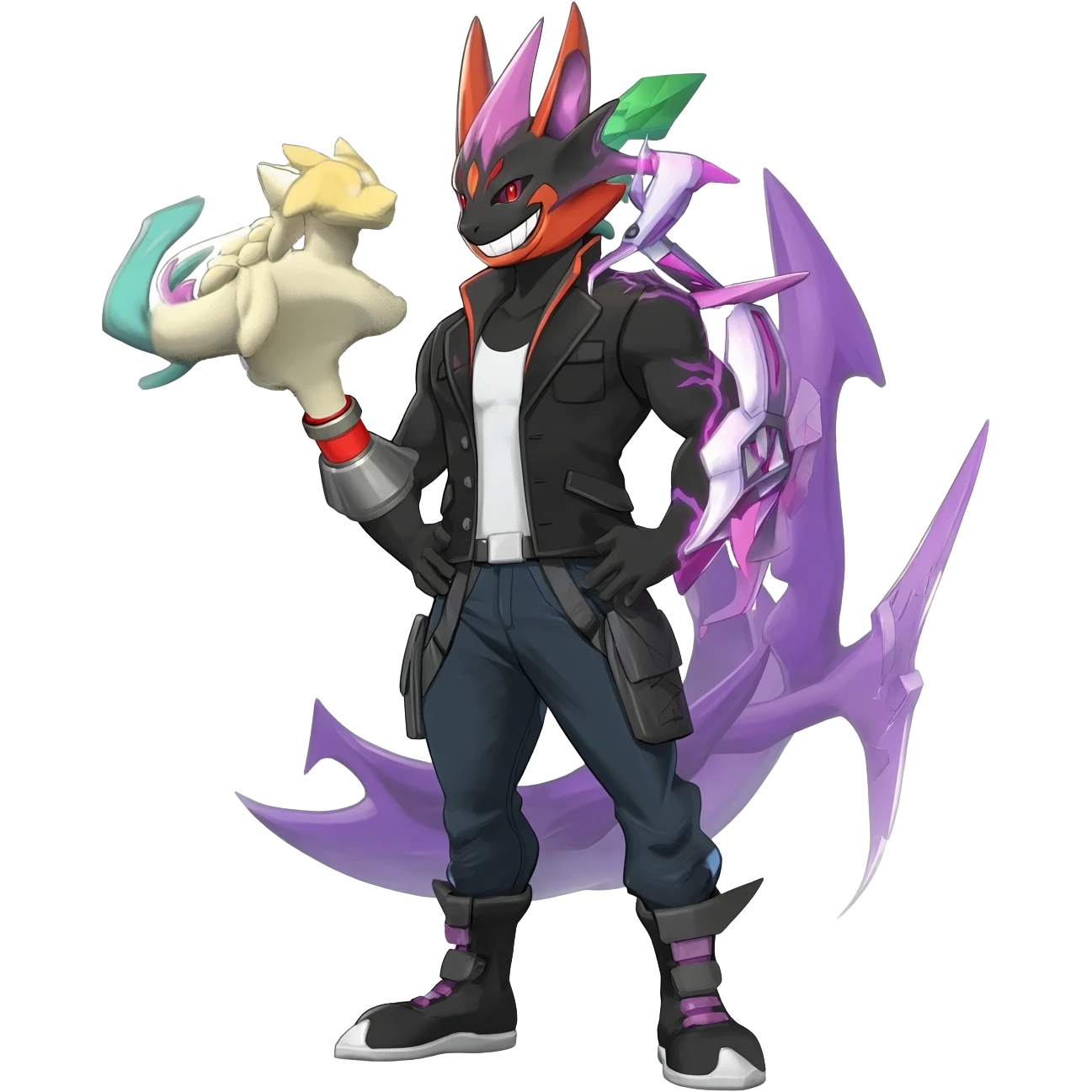 Handsome cool badass edgy Absol-Litten-Guilmon-Giratina-Pokémon-Fakémon-fusion-hybrid-creature emoji