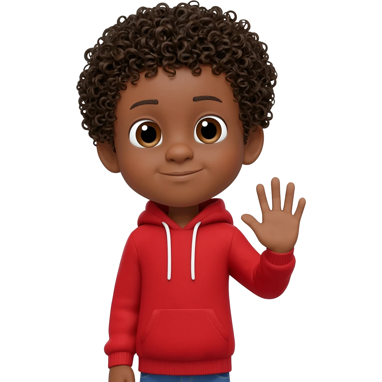 black boy waving curly hair reaching for something emoji