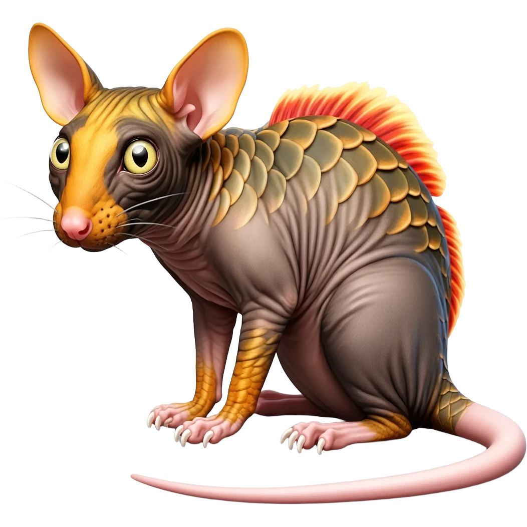 Flurry furry scaly mouse-Koi-possum-sphynx-sergal-fusion-animal-hybrid-creature  emoji