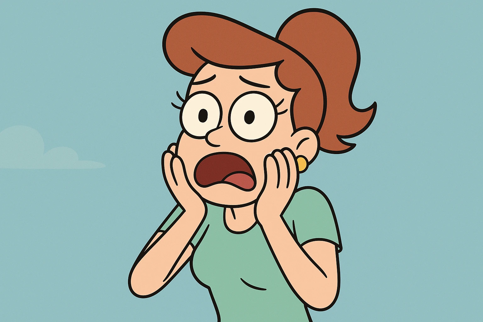 cartoon style eye, large pupil, bright colors, simple lines emoji