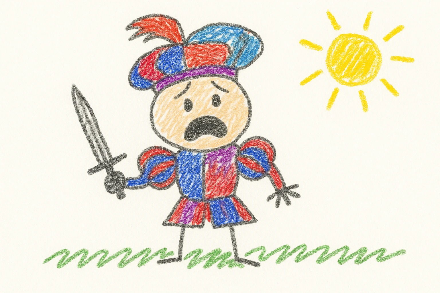 Landsknecht mercenary with a scared expression emoji