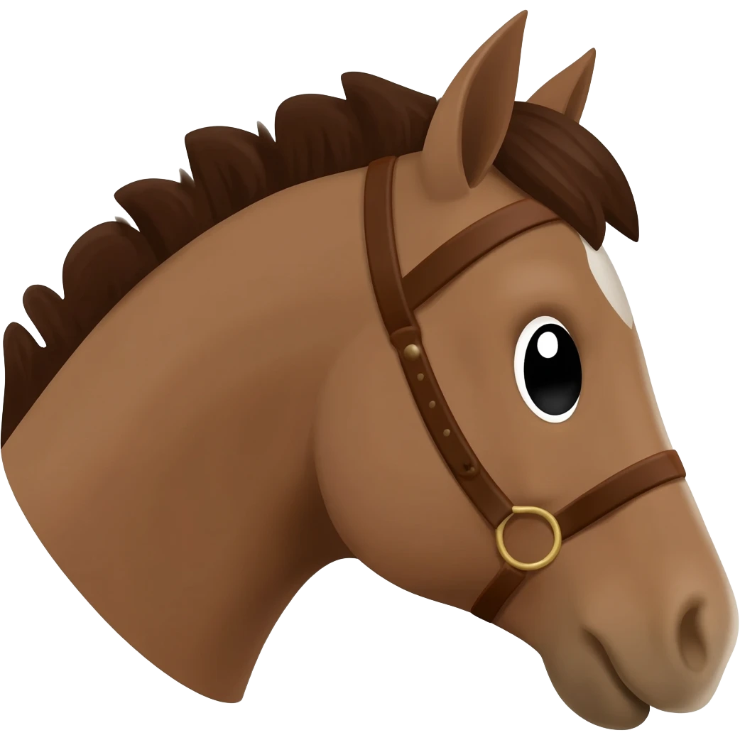Focus only on the horses head, with blinders on it. emoji