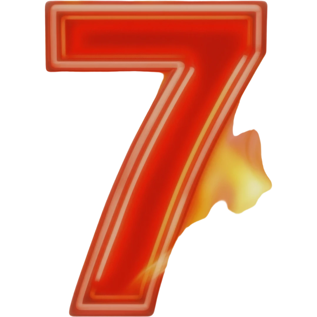 a red flaming number seven for slot machines emoji