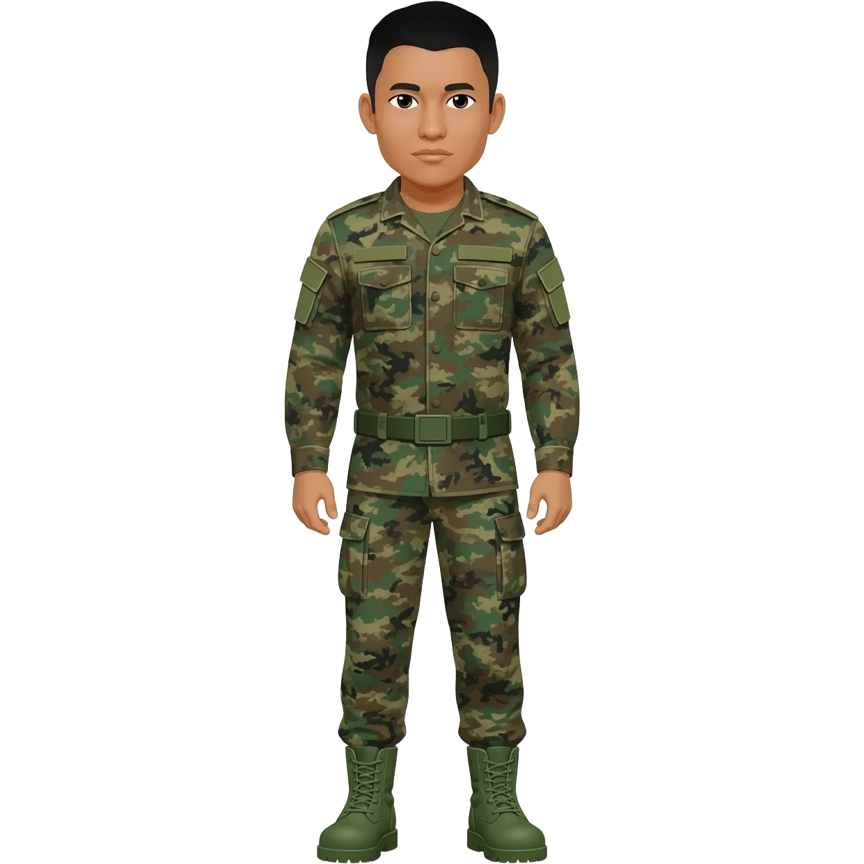 Filipino soldier bdu camo with green combat boots no plate carrier and no belt no knee pads long sleeve emoji