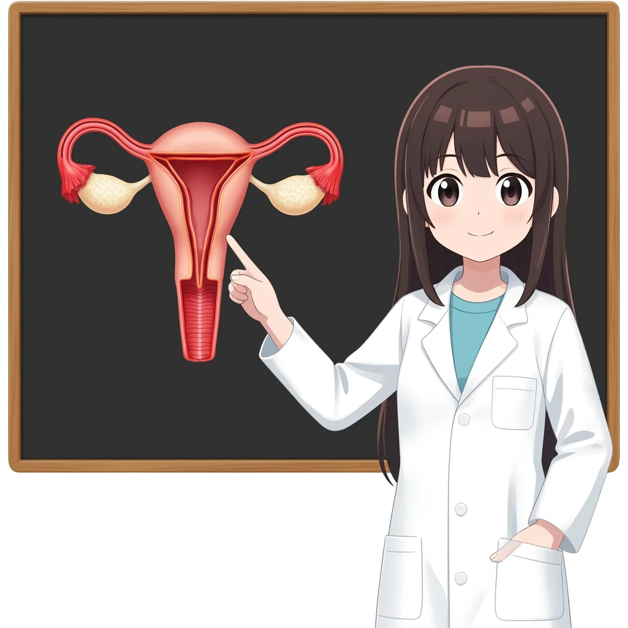Anime girl long explain female reproductive system emoji