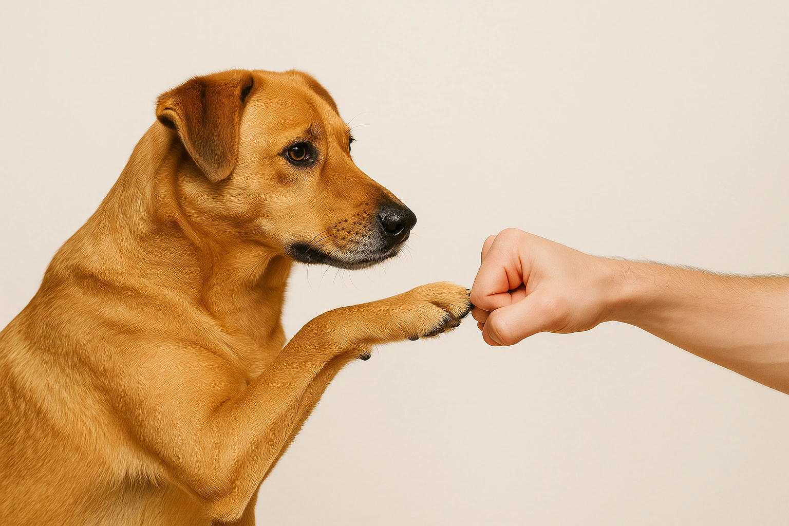 a dog and a human doing a fist bump, friendly, clear gesture, simple background emoji