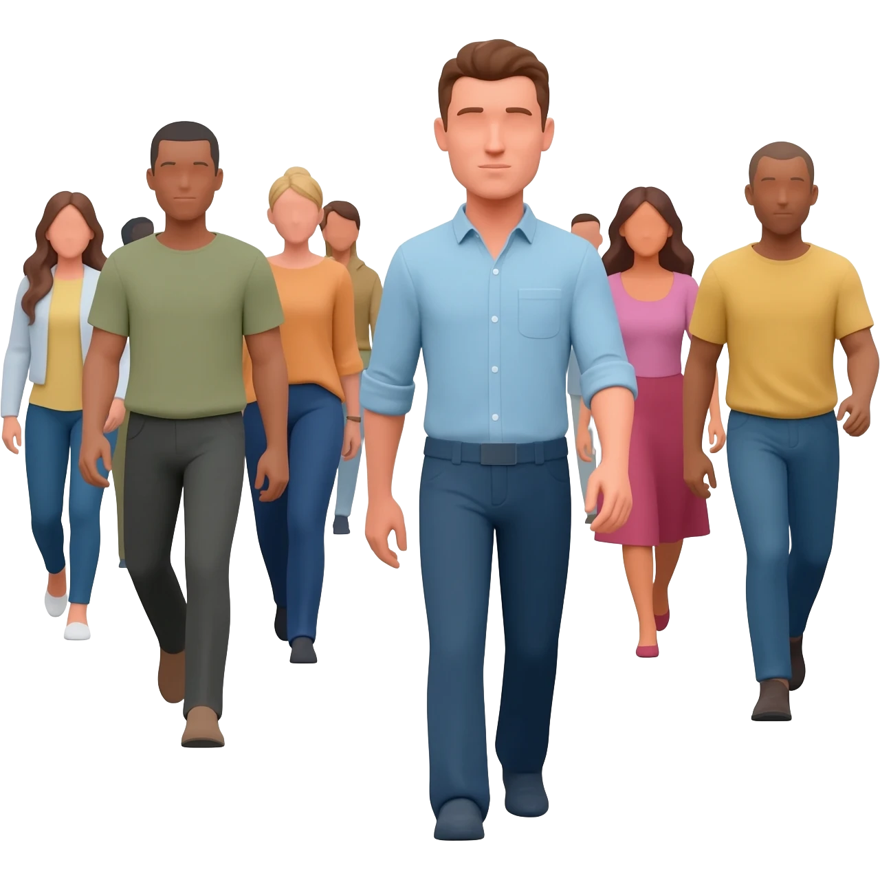 A PICTURE OF MANY PEOPLE GOING TO ANOTHER PLACE IS EMERGING, WITH ONE PERSON GOING TO ANOTHER PLACE. emoji