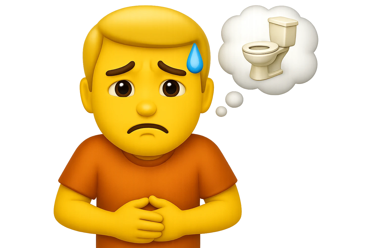 emoji stile iphone che riguarda l'argomento "stipsi/andrò al bagno oggi?", iperrealistico 4k emoji