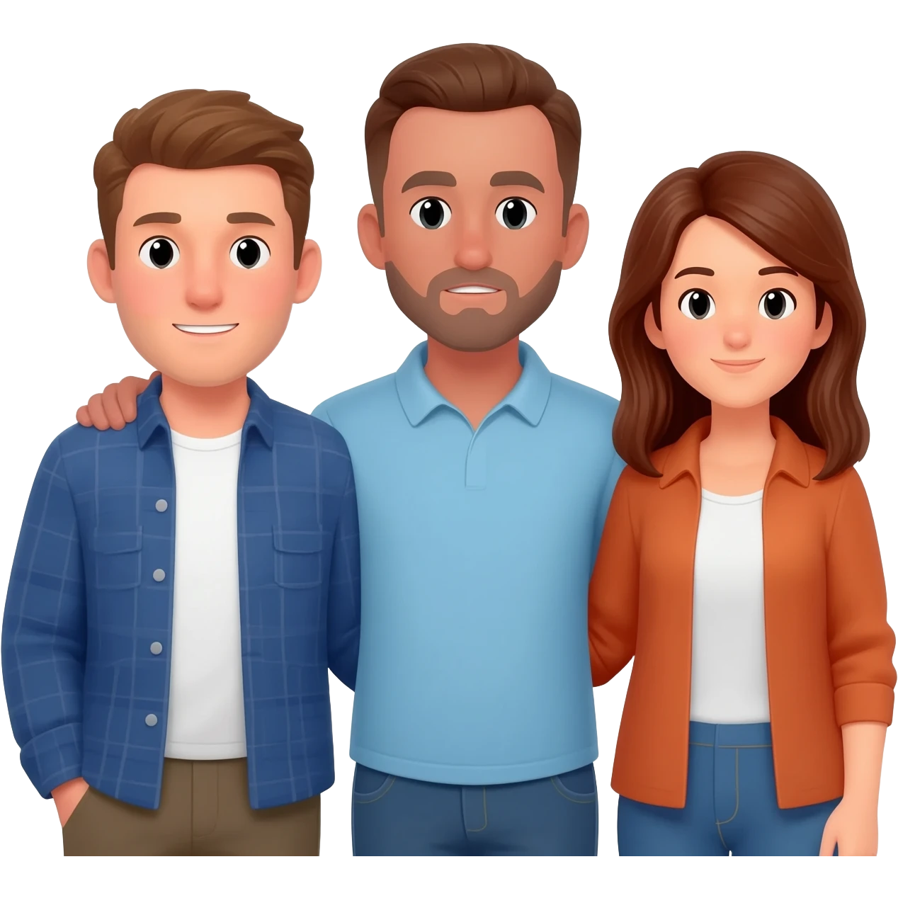Two men and a woman, friends emoji