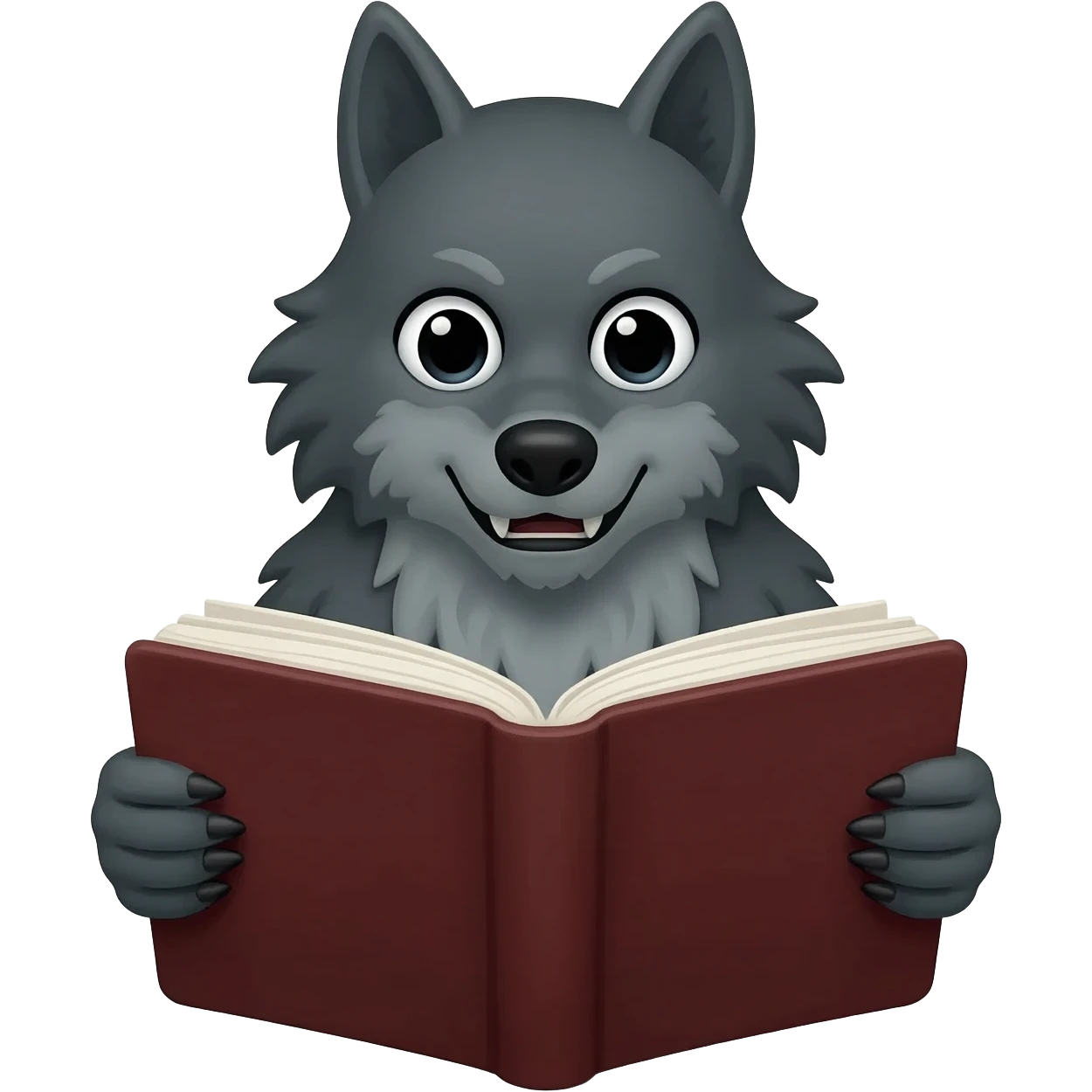 Un hombre lobo leyendo un libro emoji