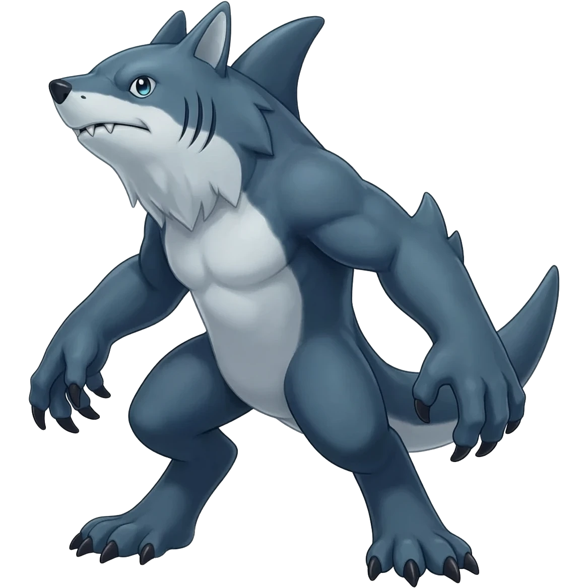 Cool badass edgy Shark-wolf-Sharpedo-Lycanroc-hybrid-animal-Pokémon-Fakemon-fusion-creature  emoji