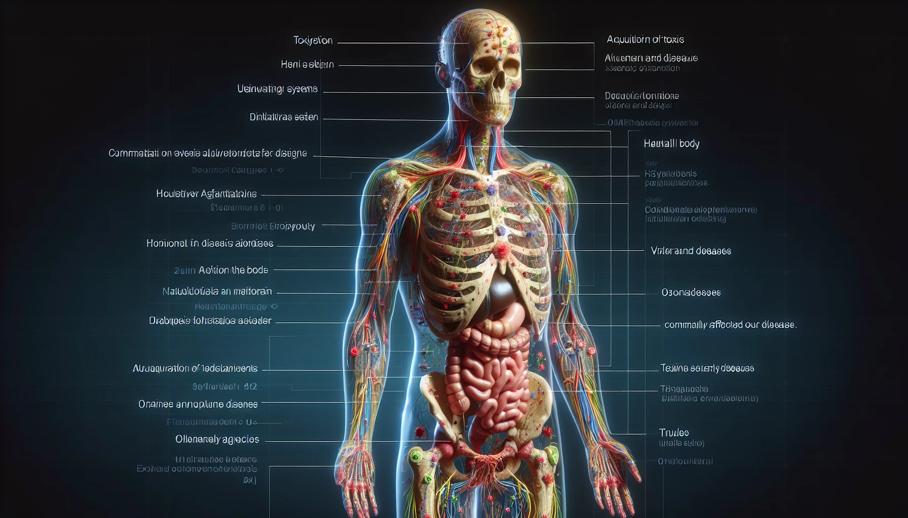 corpo umano anatomico che accumula tossine e malattie nel corpo , iperrealistico 4k emoji