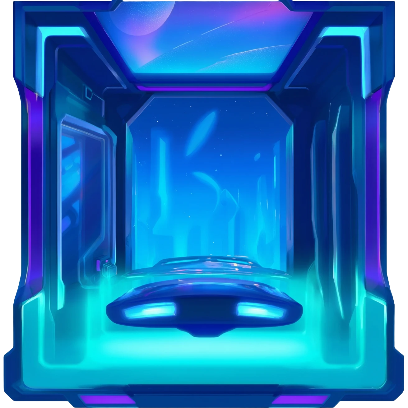 extraterrestrial futuristic otherworldly cyan bioluminescent neon-glowing aesthetic scenery emoji