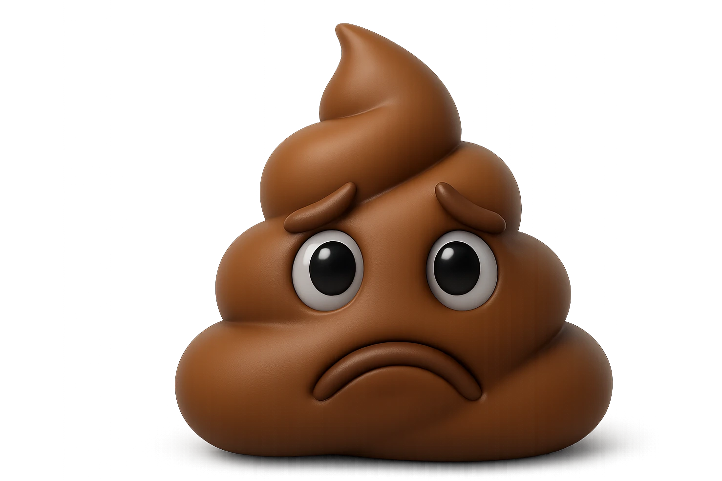 emoji stile iphone 3d di una cacca con espressione triste, iperrealistiche 4k emoji