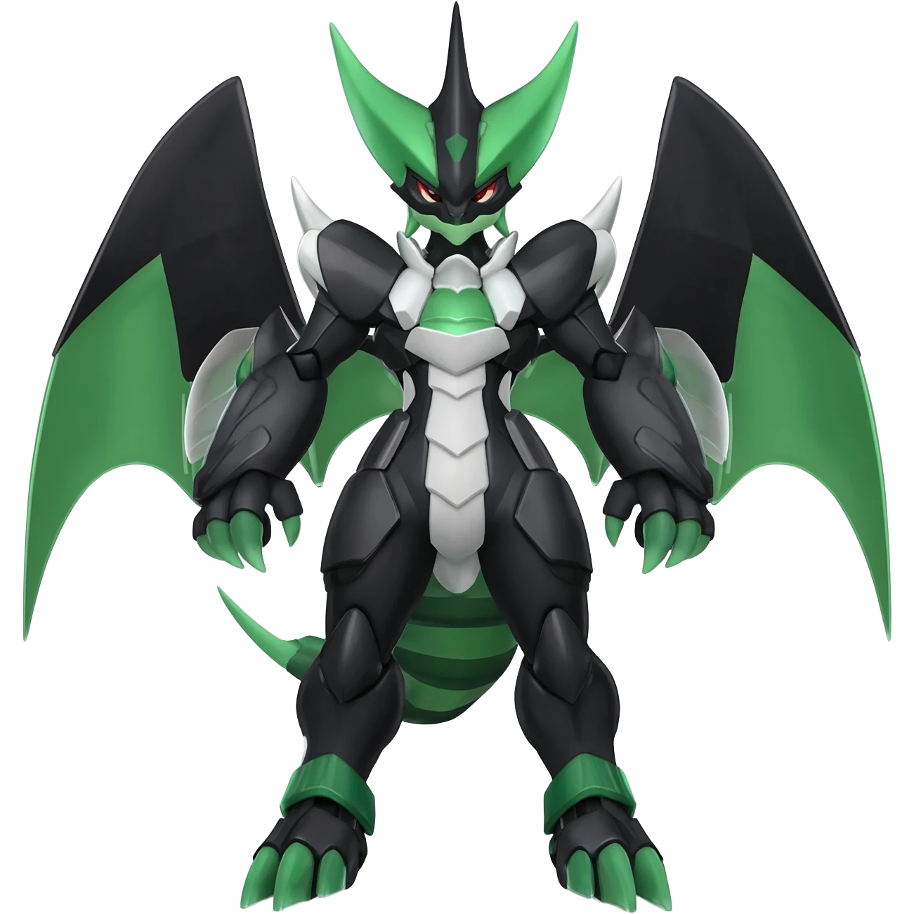Shiny Black Grey White and Dark-Green Trico-Nargacuga-Silvally-Absol-Digimon-fusion emoji