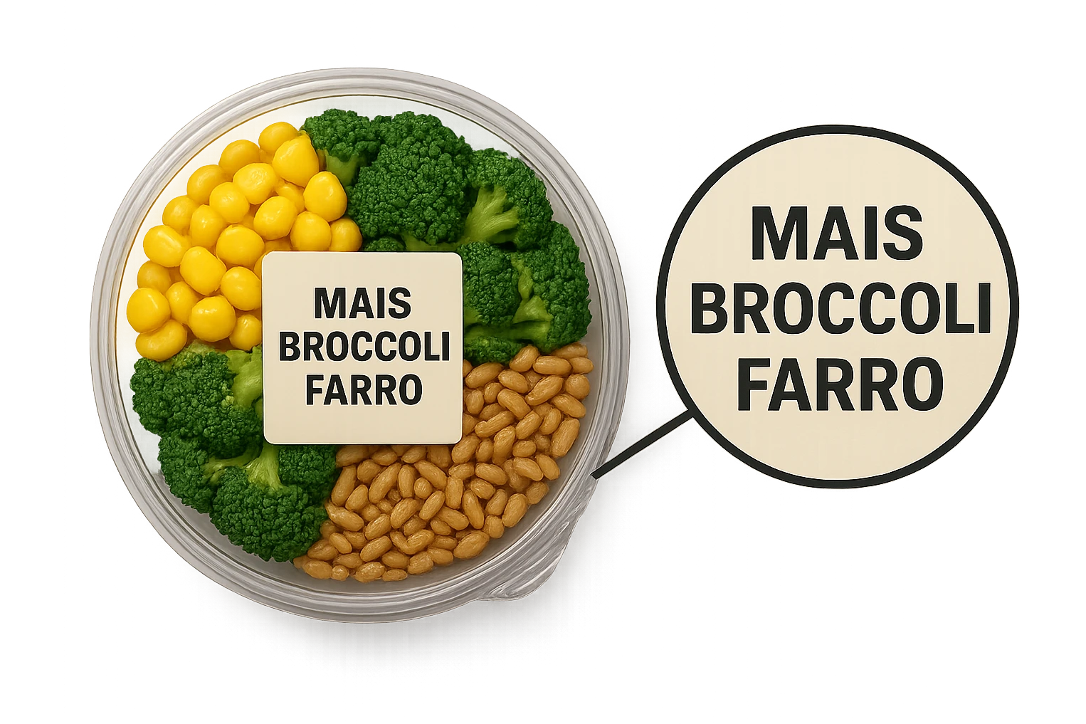 SU QUESTO STILE FAI UN EMOJI STILE IPHONE 3D DI UN INSALATA PRECONFEZIONATA DA SUPERMERCATO CON FOCUS SU ETICHETTA NUTRIZIONALE CON GLI INGREDIENTI IN ITALIANO TIPO: MAIS, BROCCOLI, FARRO, ACCANTO ALL'INSALATA CHE HA IN MANO C'è UN FOCUS SULL'ETICHETTA CON GLI INGREDIENTI SCRITTI, FALLO MOLTO REALISTICO IN 3D emoji