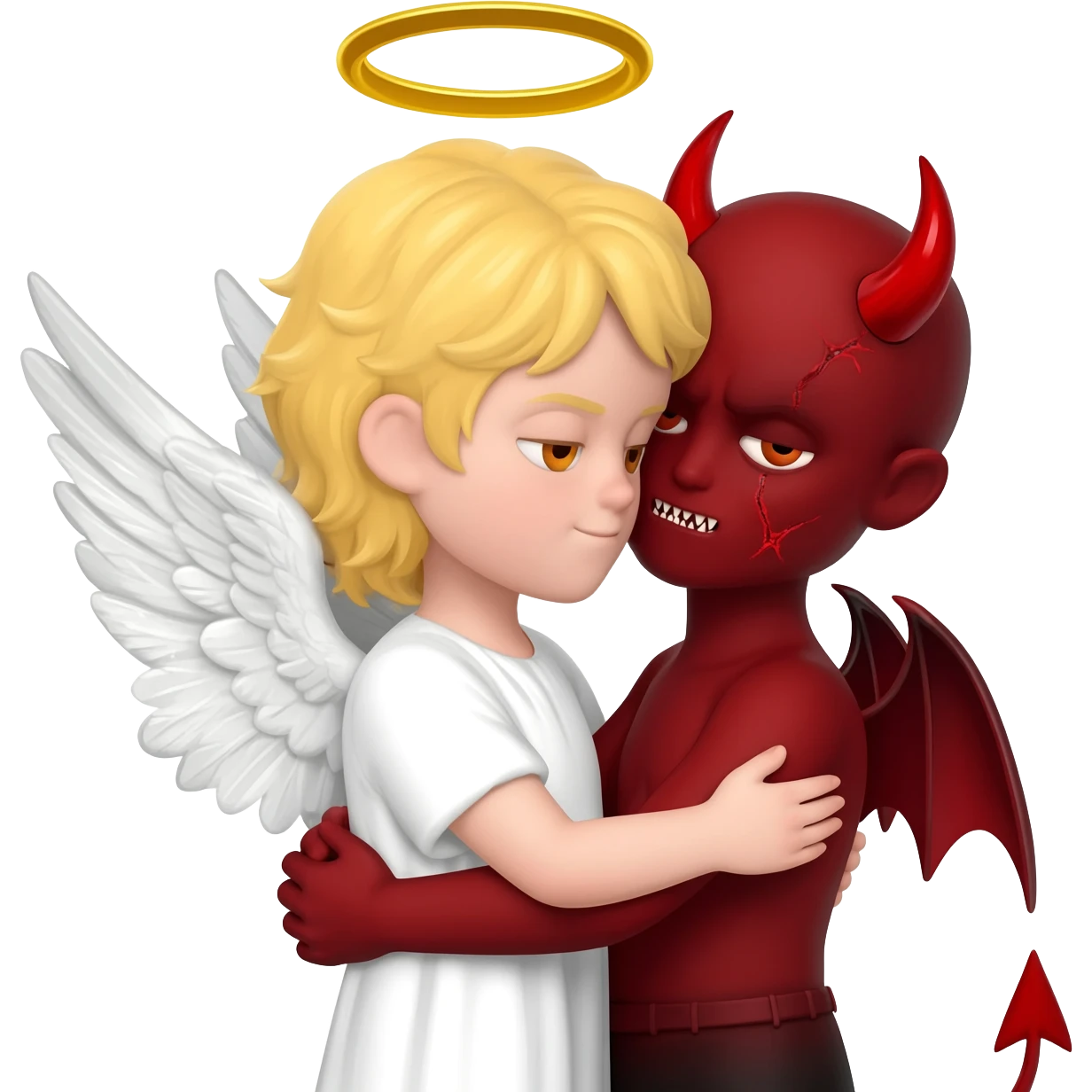 Angel abrazando a un diablo emoji