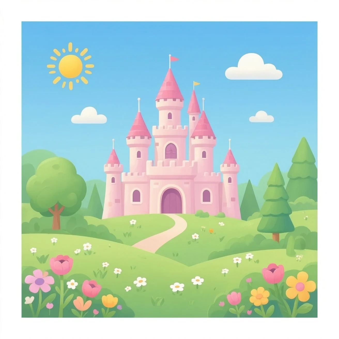 Pastel flower castle transparent background emoji