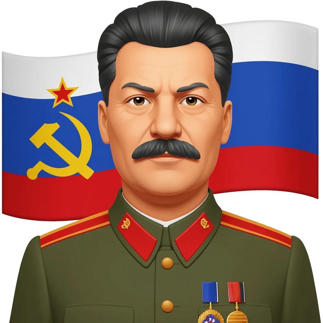 Joseph stalin ve arkasında Sovyetler birliği bayrağı emoji