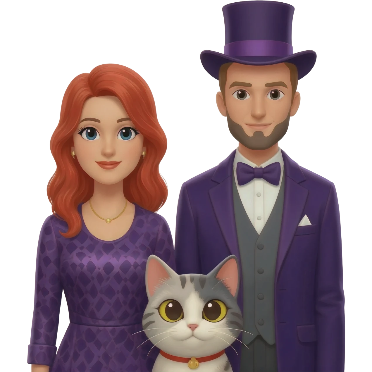 magician couple and their pet cat emoji