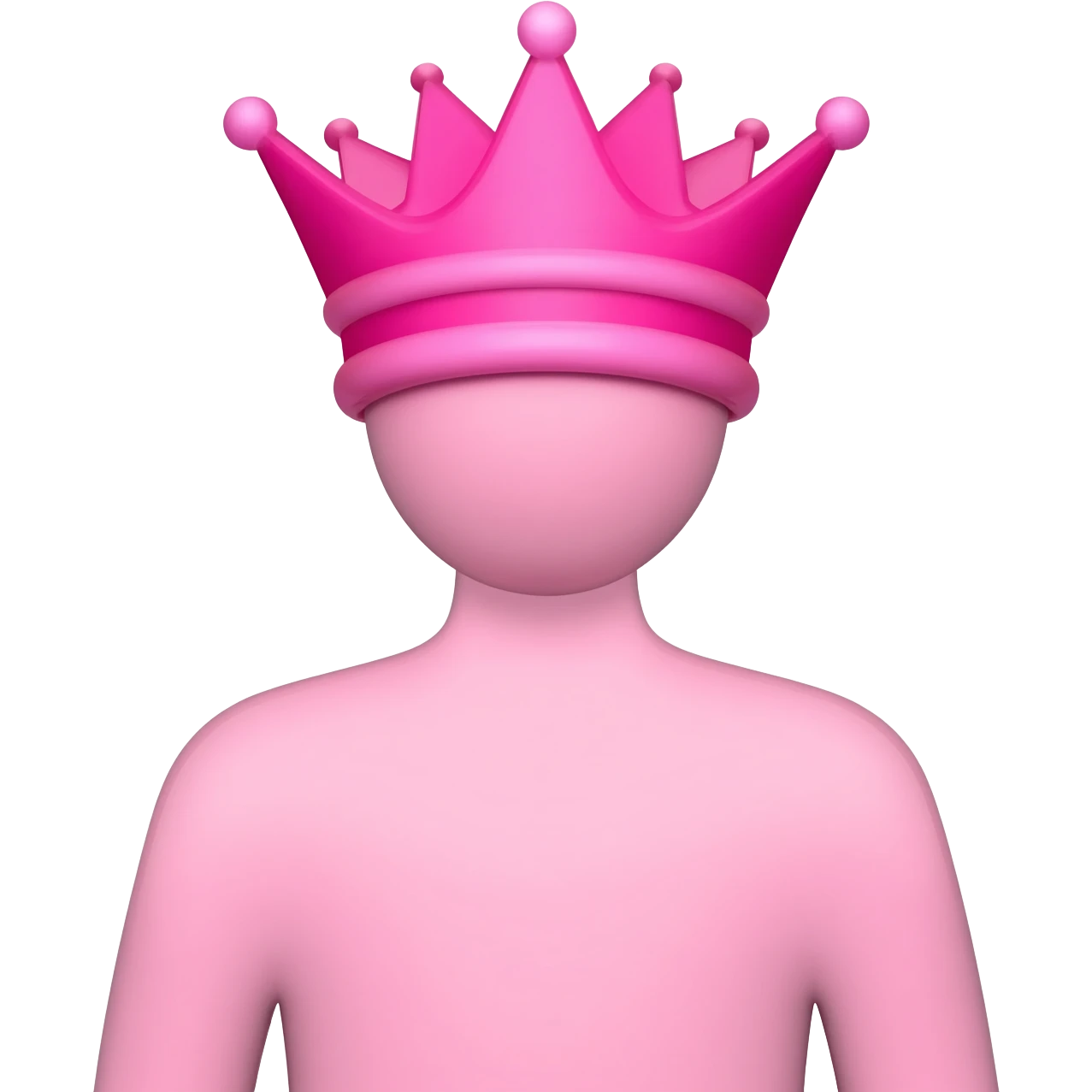 A pink stick figure with a pink crown emoji