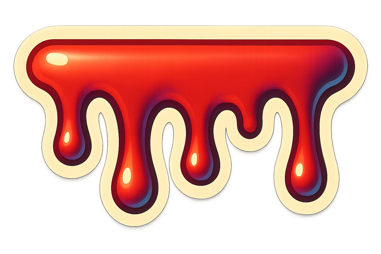 dripping blood with ultra-short drips, all drips very close to the top, retro sticker style, wide image, half original height emoji