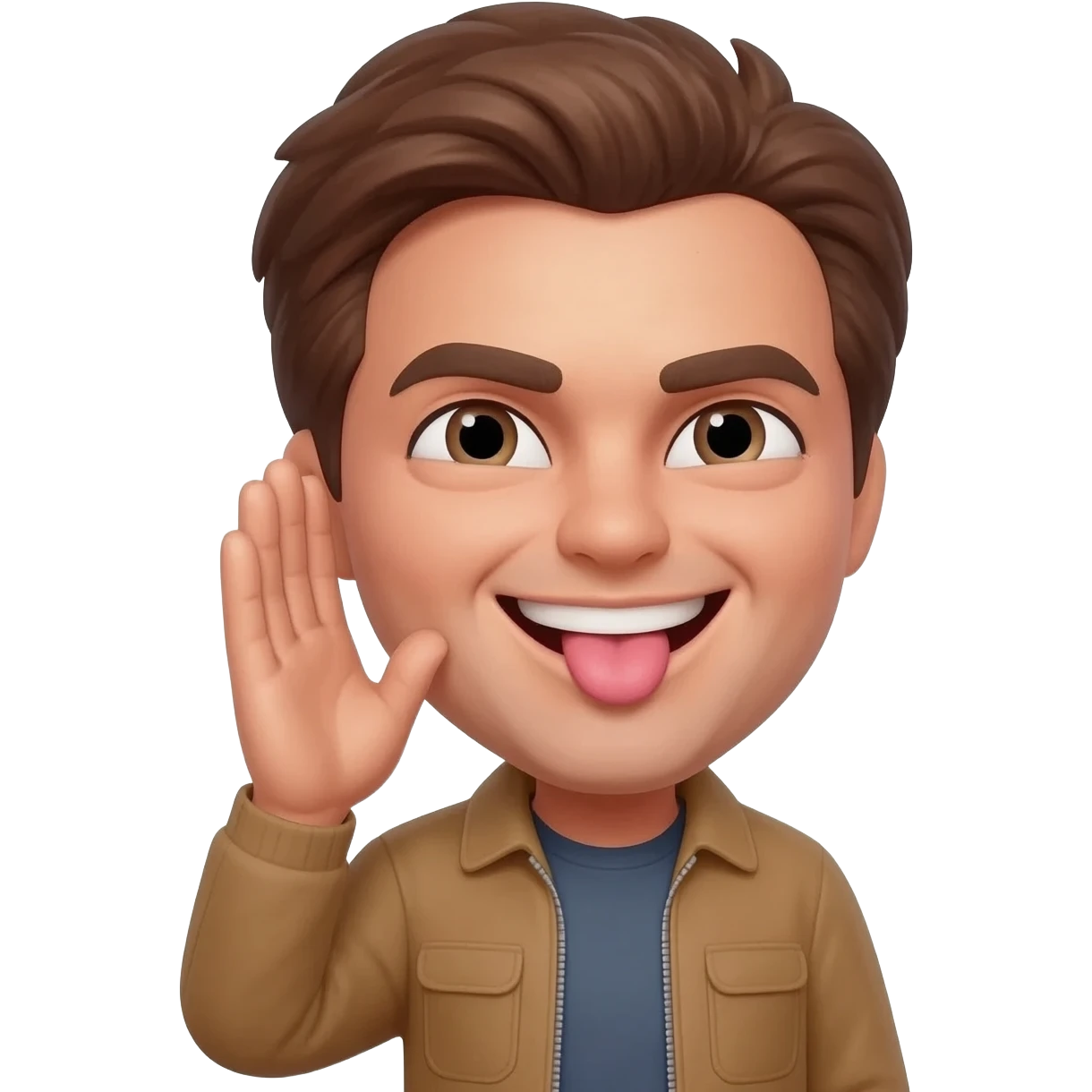 Make an emoji that is telling a secret but sticking out it’s tongue emoji