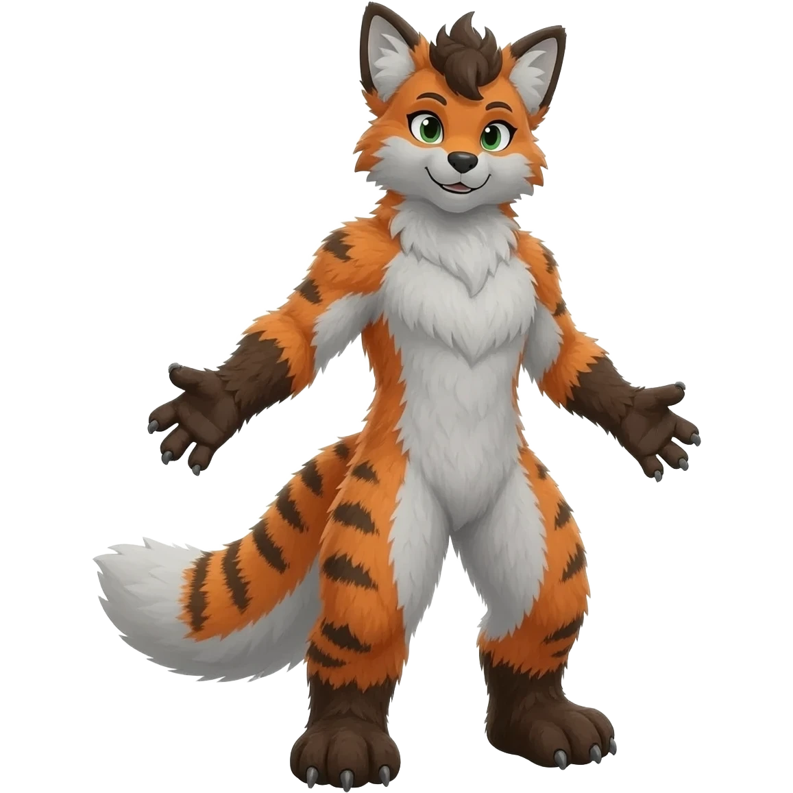 Trico-Grem2-Wickerbeast-Vernid-Sergal-fusion-hybrid-fursona-furry-fursuit, full body emoji