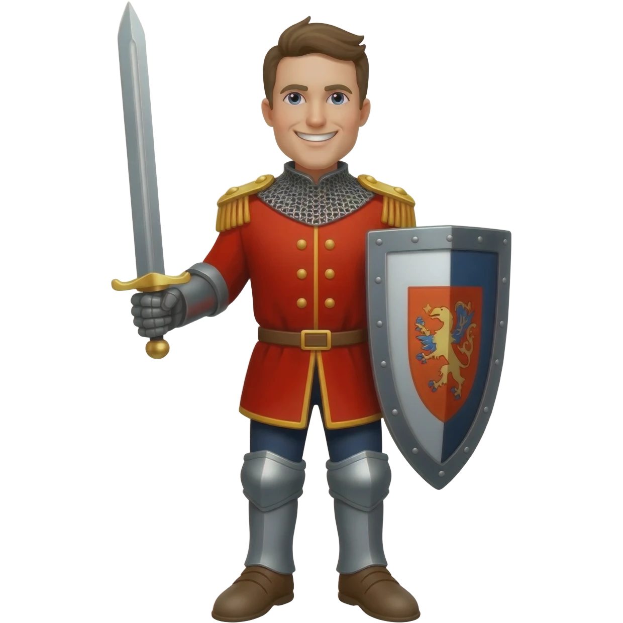 happy knight medieval, full size, RED UNIFORM emoji