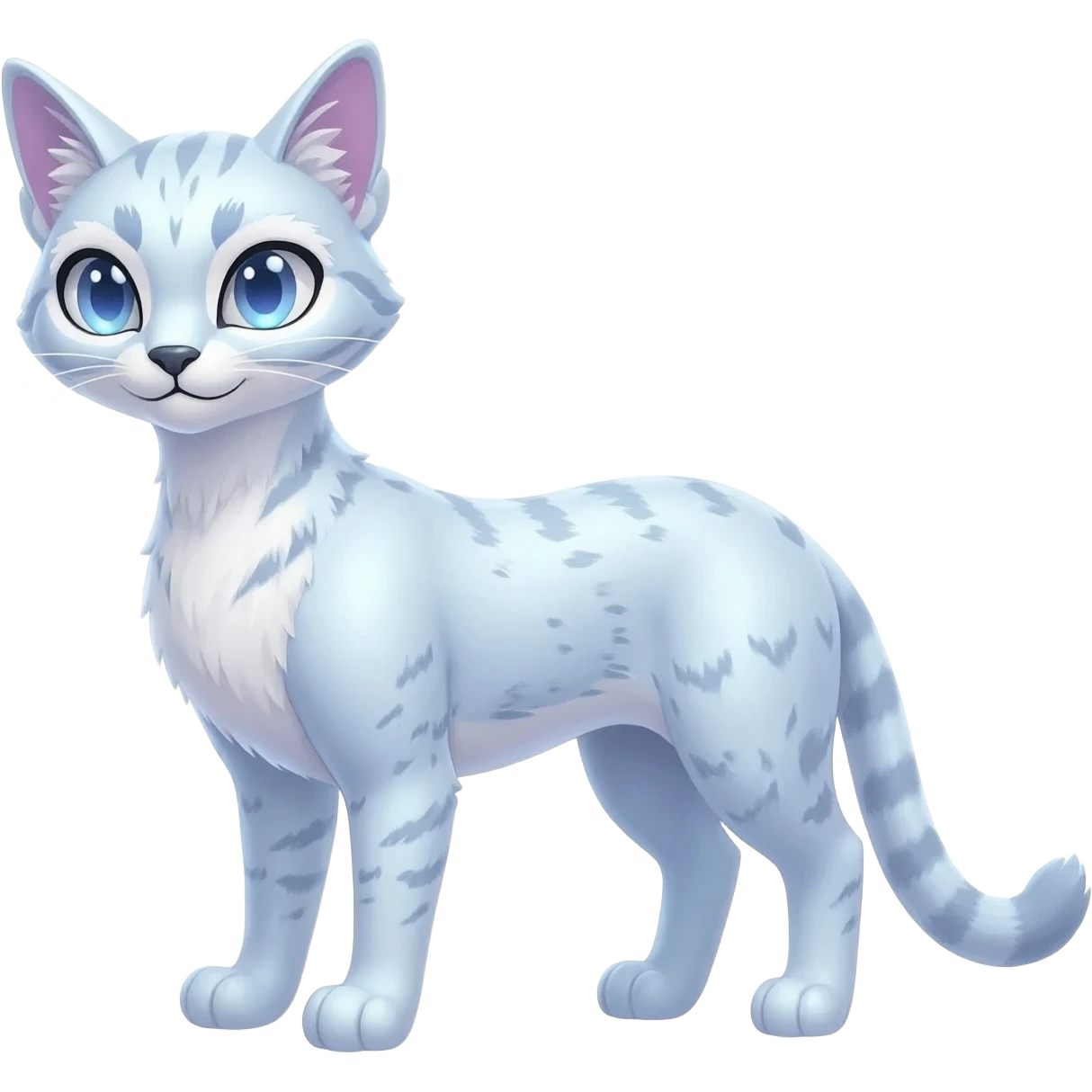 pastel white glorious divine exotic cute cool beautiful shiny beautiful fantasy-caracal-civet-genet-sergal-vernid-Cacomistle-oncilla-animal-Fakémon-hybrid-fursona (full body) emoji